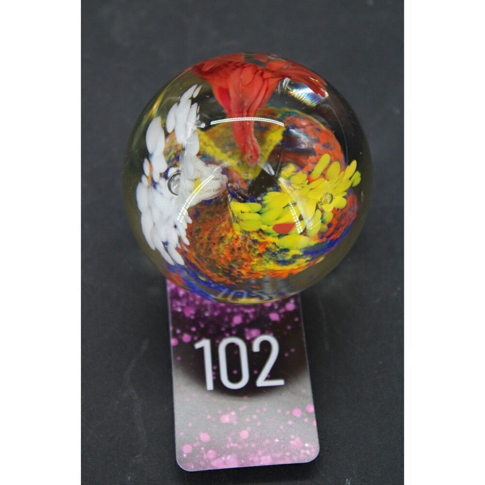 Hand Blown glass Paperweight, multi colors like coral reef.